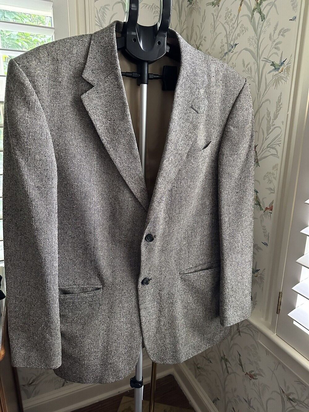 Barrington Blazer 100% Silk Men's 42R Sport Coat Jacket Tweed Tan-ish Gray Nice!
